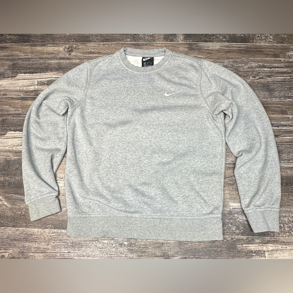 Nike Gray Crewneck Sweatshirt Mini Swoosh Mens - Medium - GUC